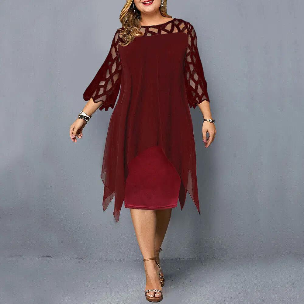Rosalind - Women's Lace Midi Dress with Round Neckline - photo 3