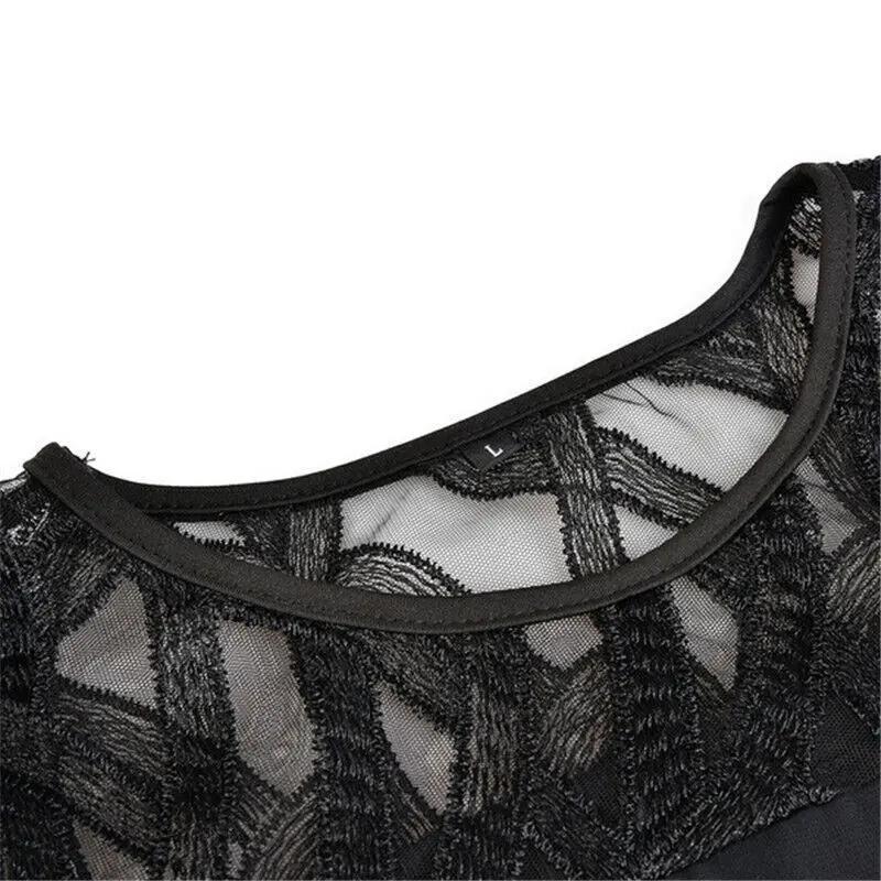 Rosalind - Women's Lace Midi Dress with Round Neckline - photo 8