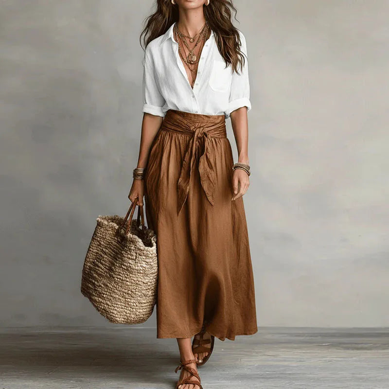 Jacqui - Women's Midi Two-Piece Set with a High Waist