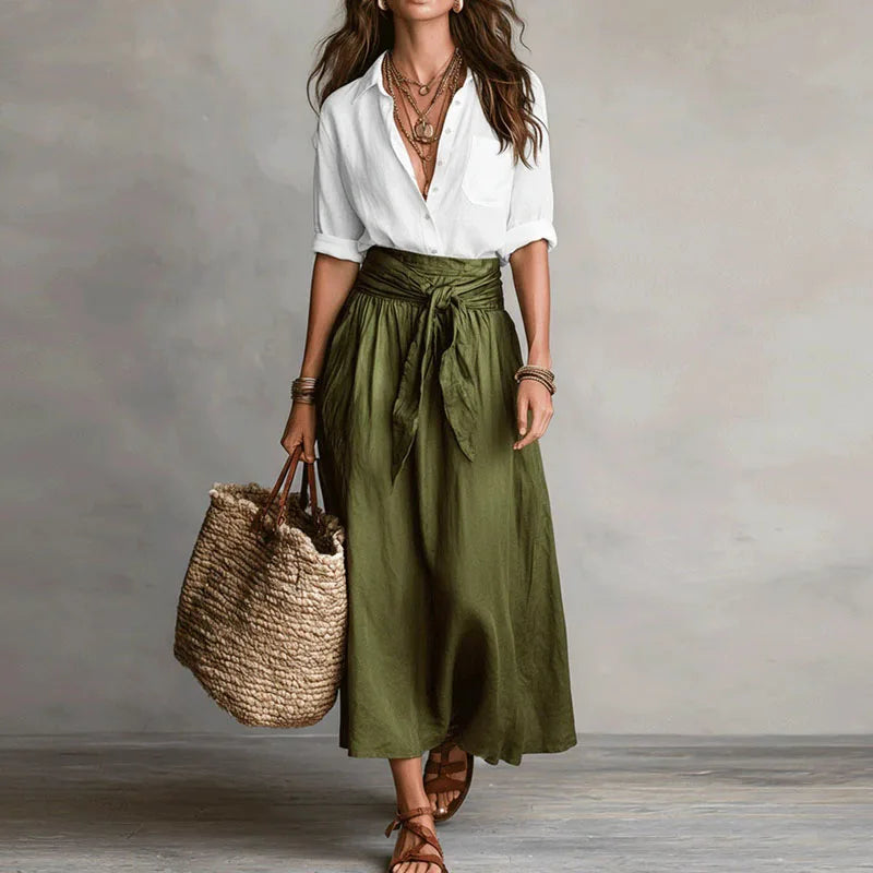 Jacqui - Women's Midi Two-Piece Set with a High Waist