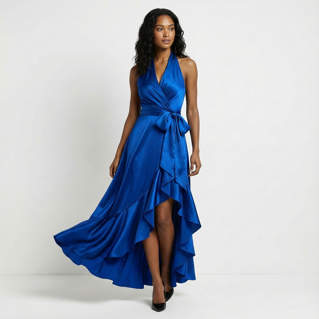 Connie - Women's Wrap Maxi Dress with a Bow
