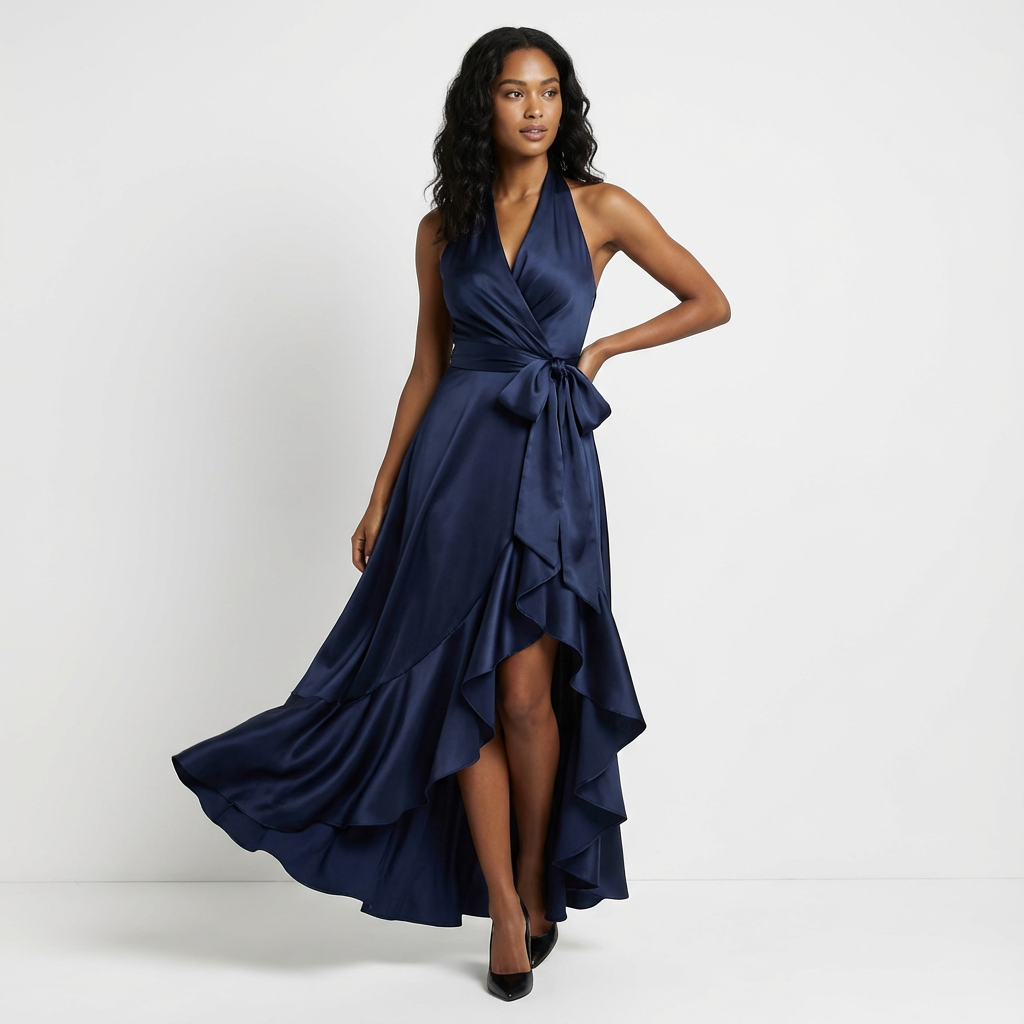 Connie - Women's Wrap Maxi Dress with a Bow
