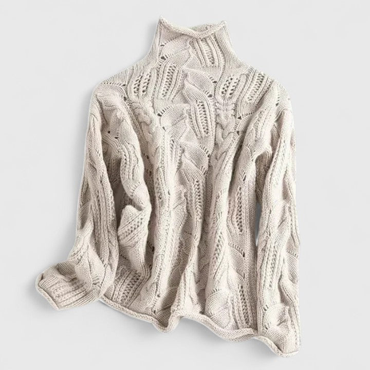 Rosetta - Women's Cable Knit Jumper with Roll Neck - photo 1