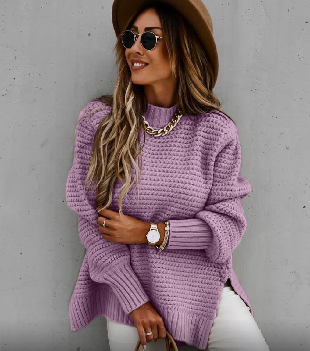 Sapphire - Women's Chunky Knit Sweater with High Neck - photo 6