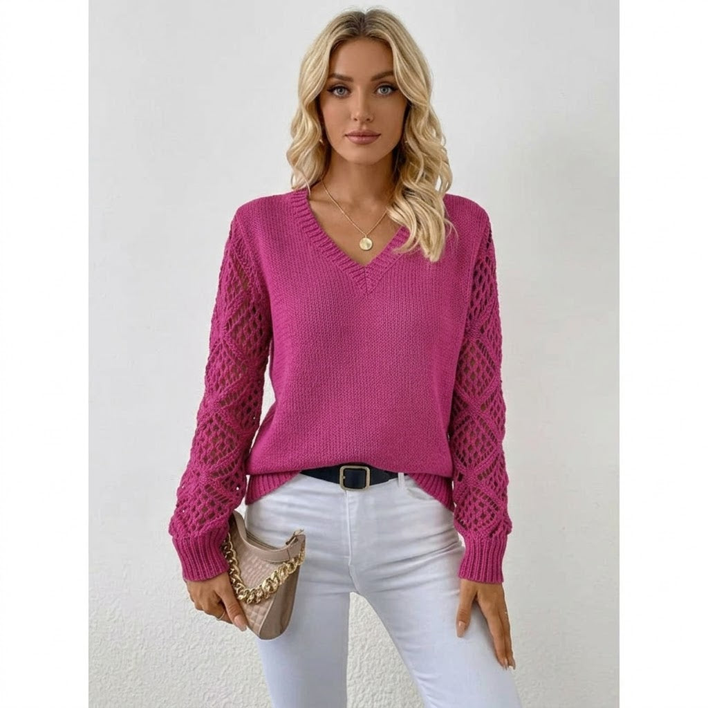Seraphine - Women's Knitted Jumper with V-Neck - photo 1