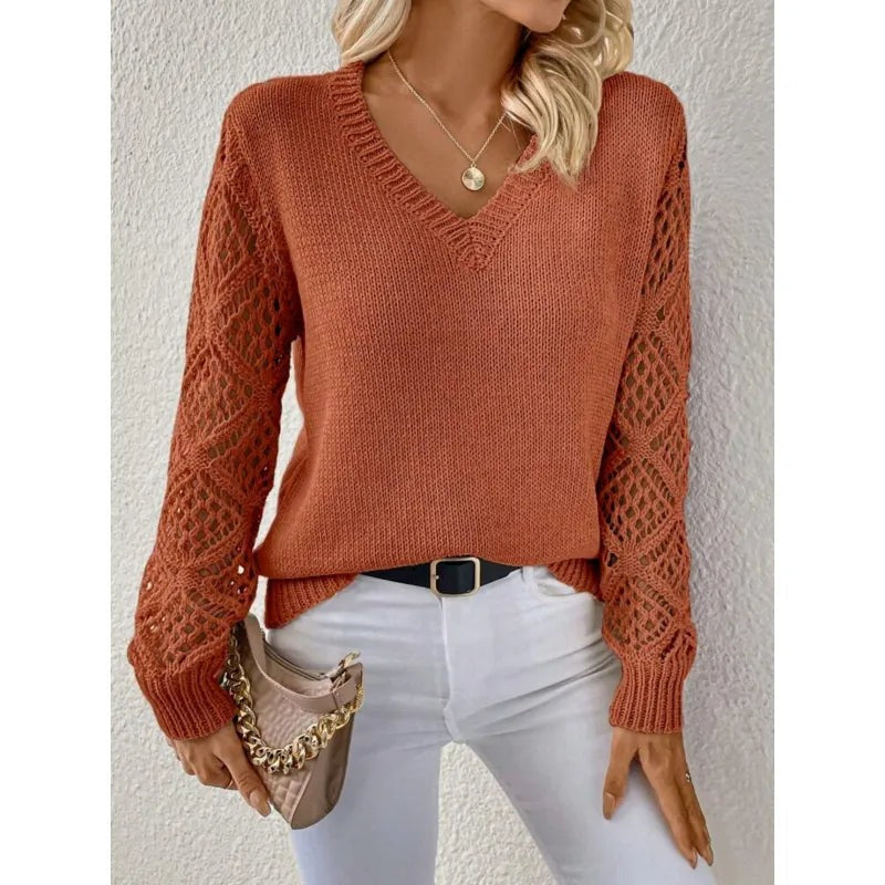 Seraphine - Women's Knitted Jumper with V-Neck - photo 2