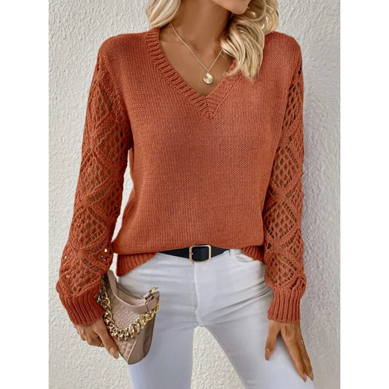 Seraphine - Women's Knitted Jumper with V-Neck - photo 2