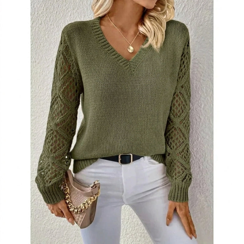 Seraphine - Women's Knitted Jumper with V-Neck - photo 4