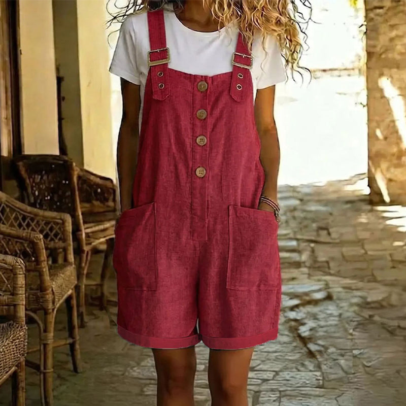 Sibyl - Women's Short Denim Overalls Vintage Style - photo 4