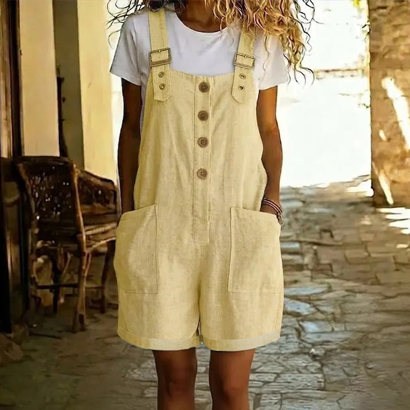 Sibyl - Women's Short Denim Overalls Vintage Style - photo 5