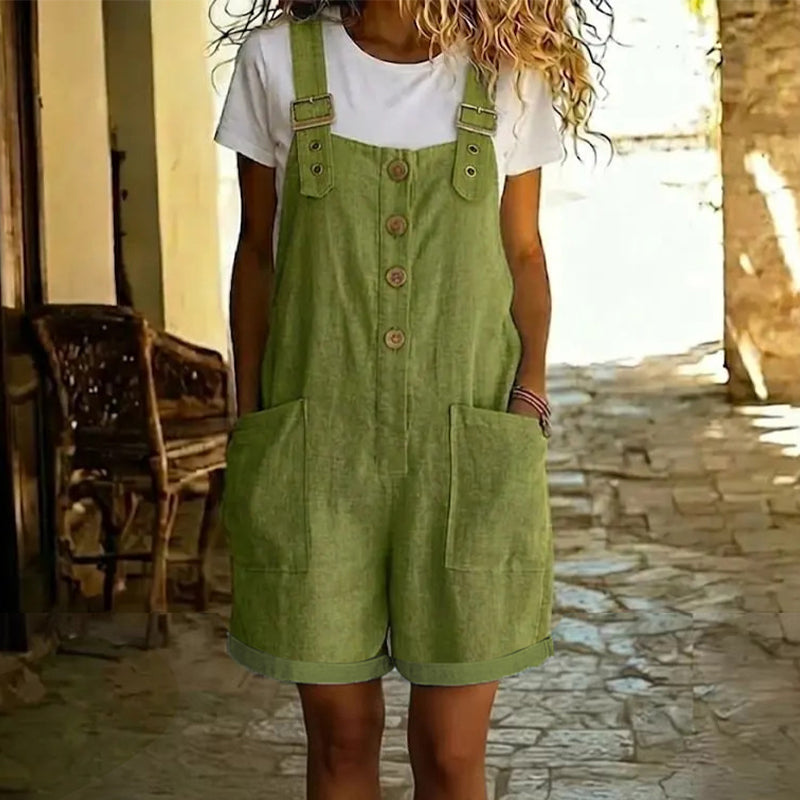 Sibyl - Women's Short Denim Overalls Vintage Style - photo 6