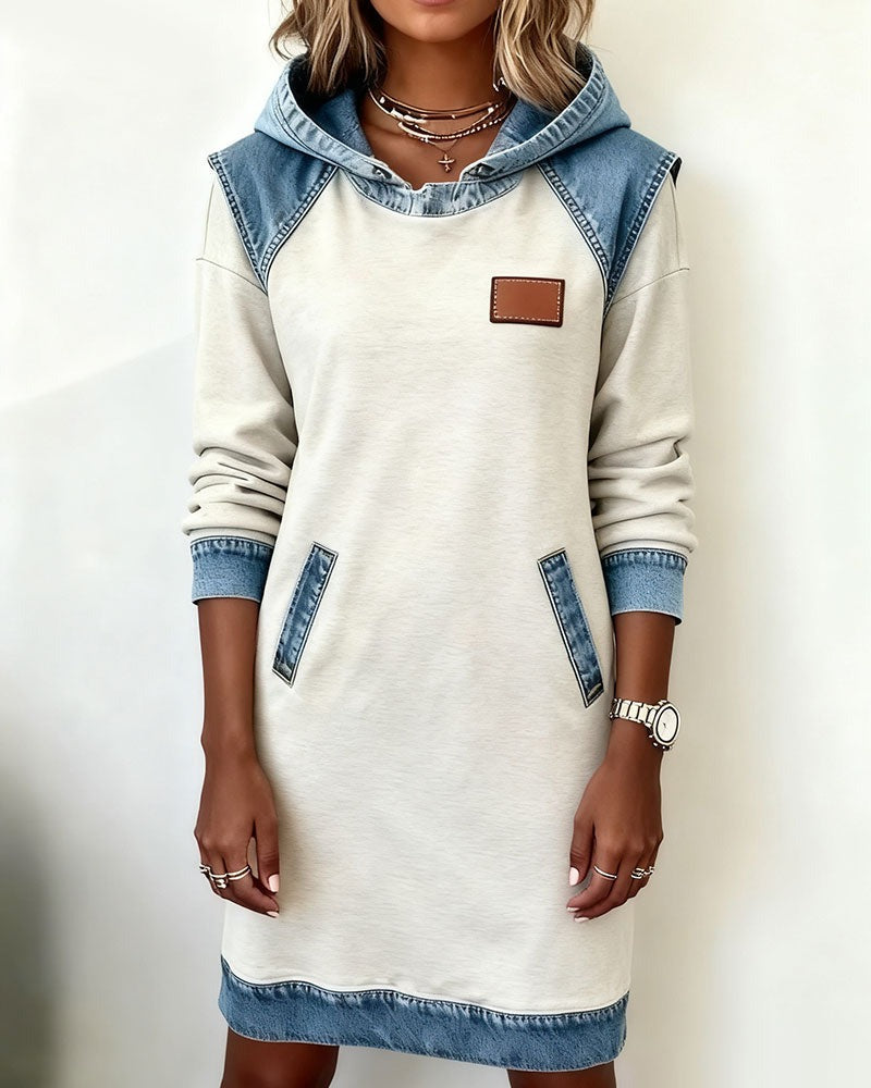 Solange - Women's Denim Dress with Hood - photo 8