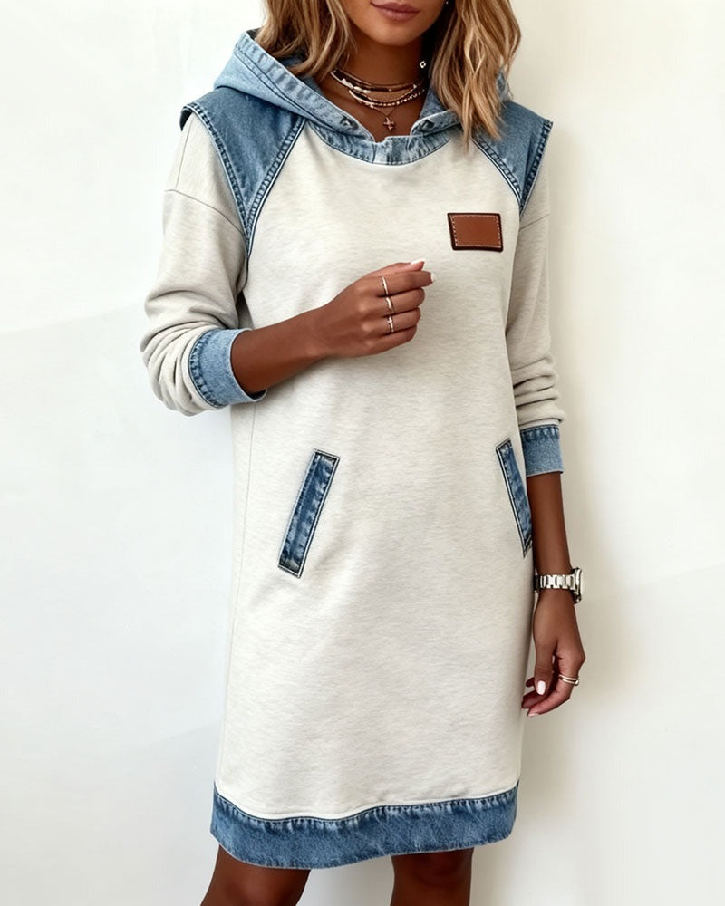 Solange - Women's Denim Dress with Hood - photo 9