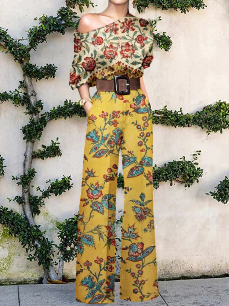 Women's One-Shoulder Printed Wide-Leg Jumpsuit - photo 5