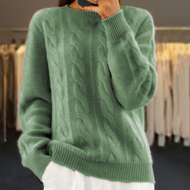 Sophia - Women's Jumper with Cable Knit and Crew Neck - photo 9