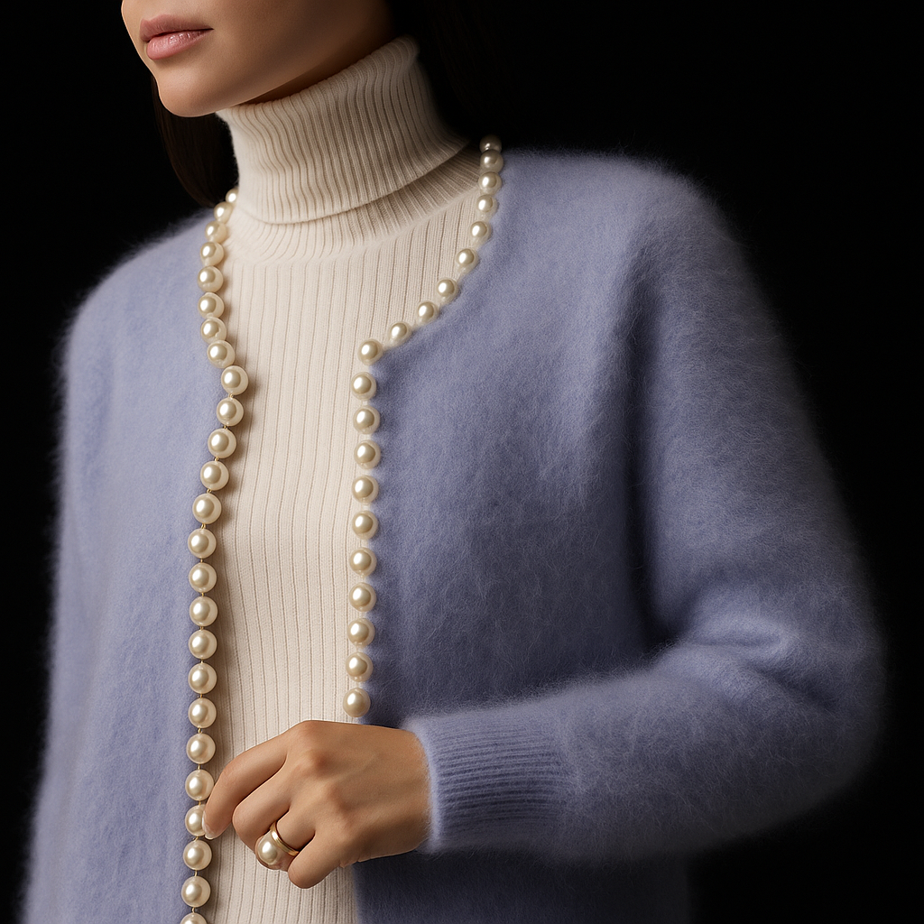 Sorcha - Women's Cardigan with a Knitted Finish and Pearl Trim - photo 6