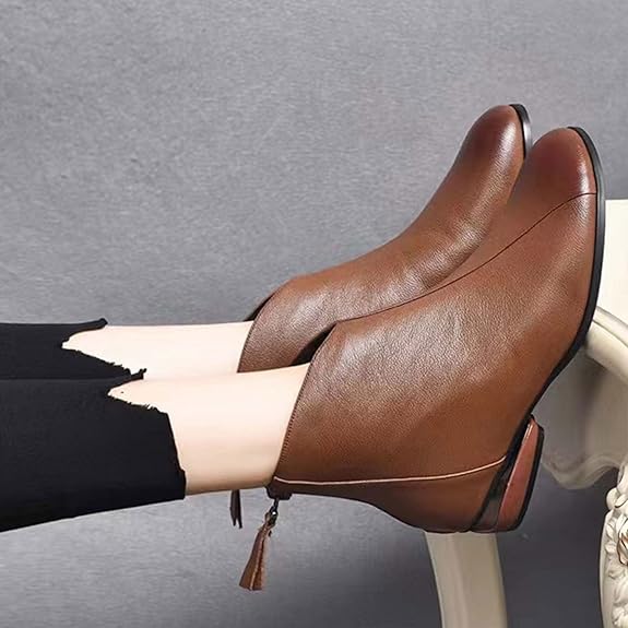 Sybilla - Women's Ankle Boots with a Flat Sole and Round Toe - photo 4