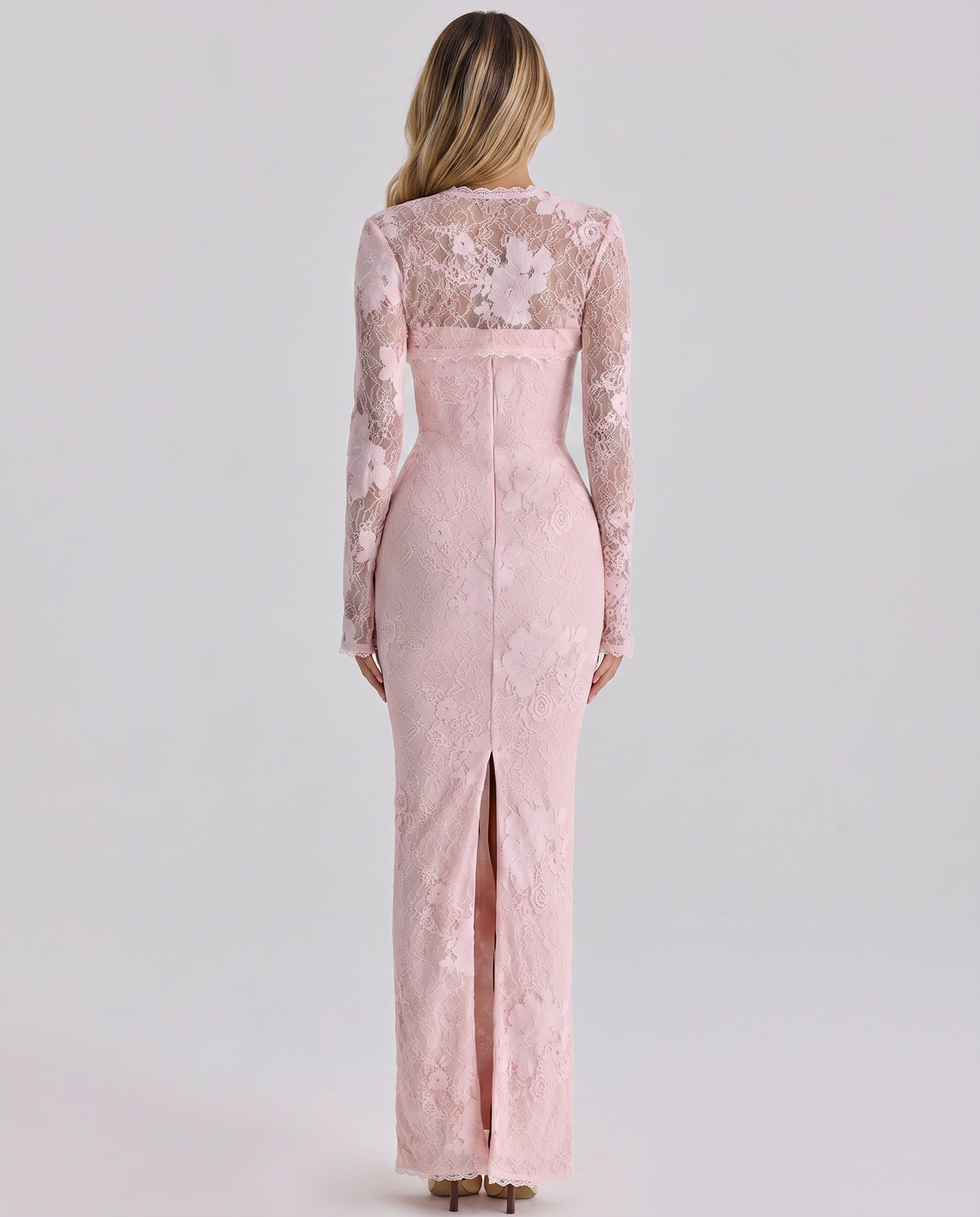 Sylvaine - Women's Maxi Dress with Lace Trim and Long Sleeves - photo 6