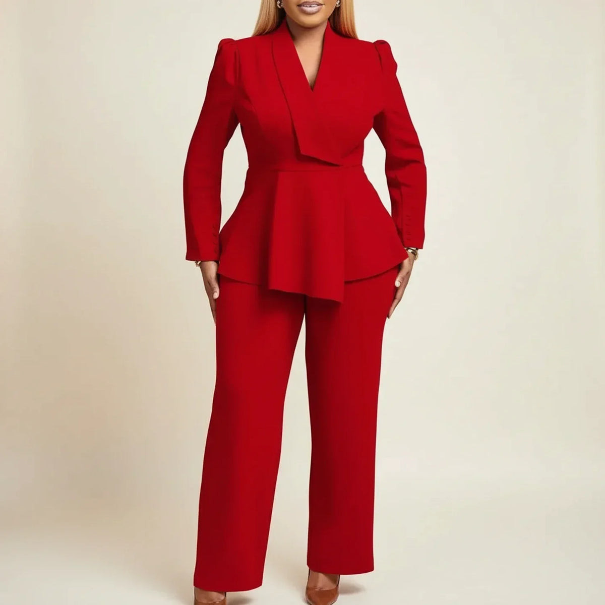 Debra - Women's Wide Tailored Two-Piece Set for the Office