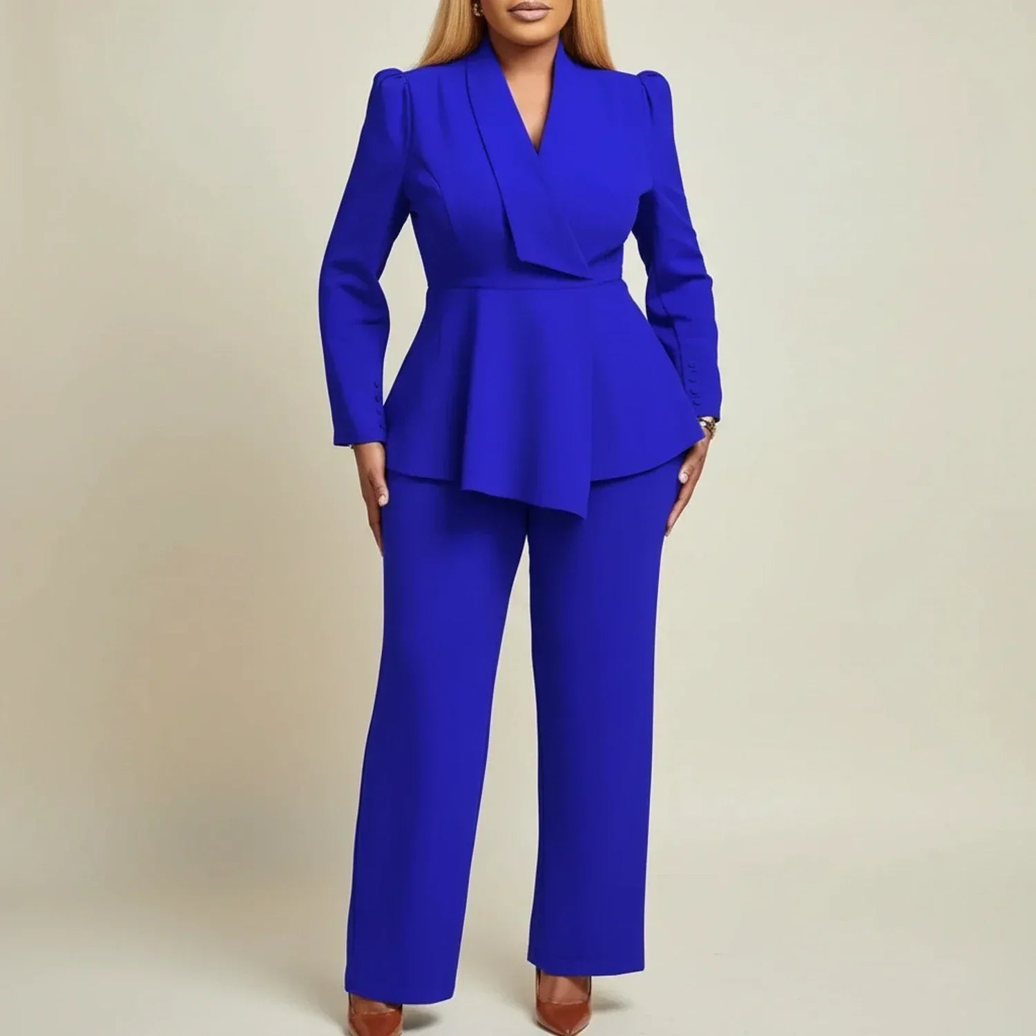 Debra - Women's Wide Tailored Two-Piece Set for the Office