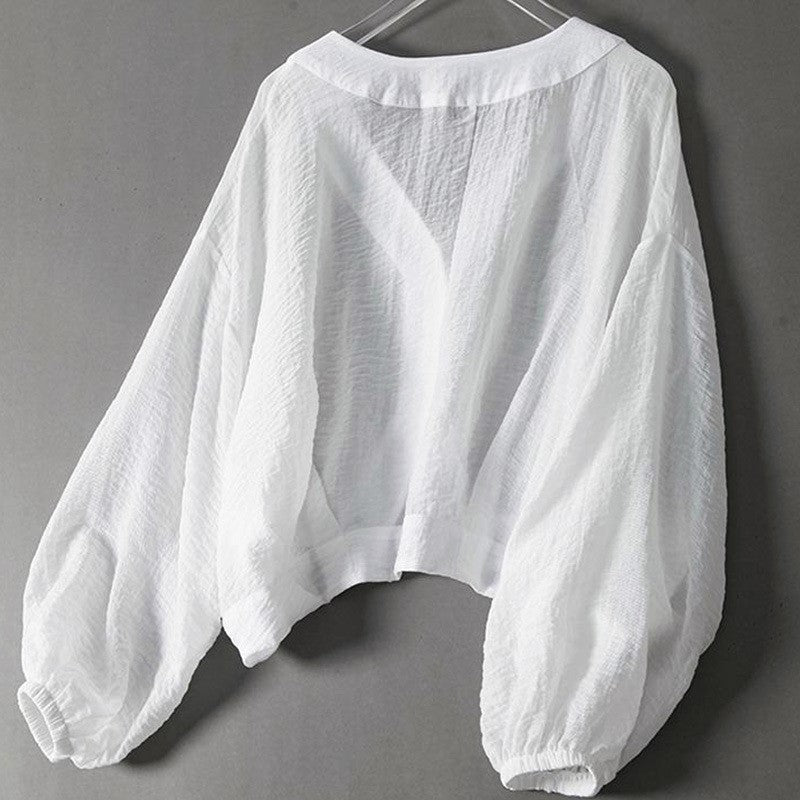 Tiphaine - Women's Relaxed Blouse with Tiers and Button Front - photo 3