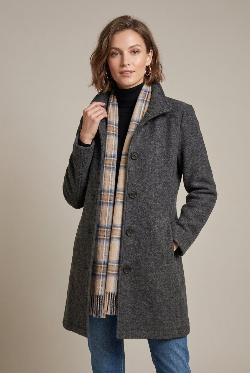 Tracy - Women's Coat with Button Front and Collar - photo 2