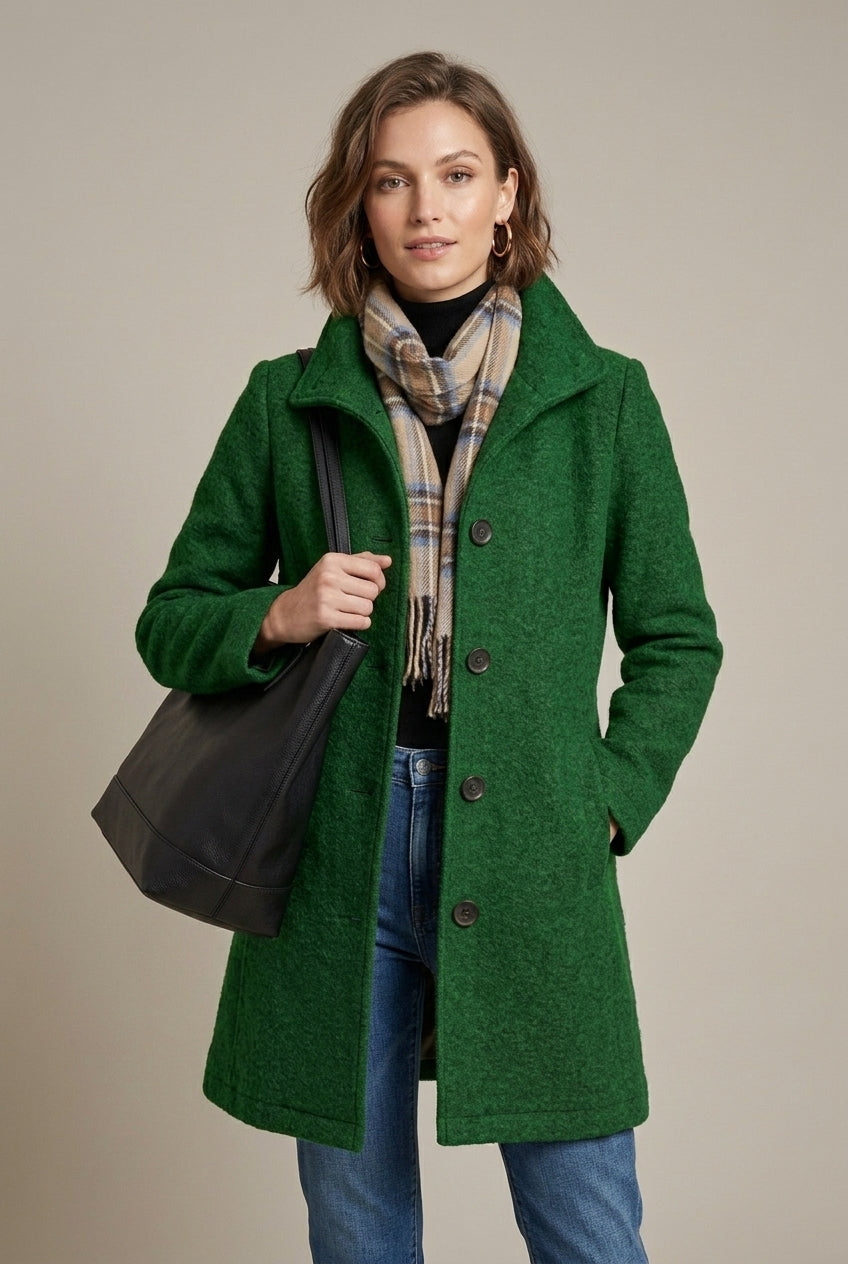 Tracy - Women's Coat with Button Front and Collar - photo 3