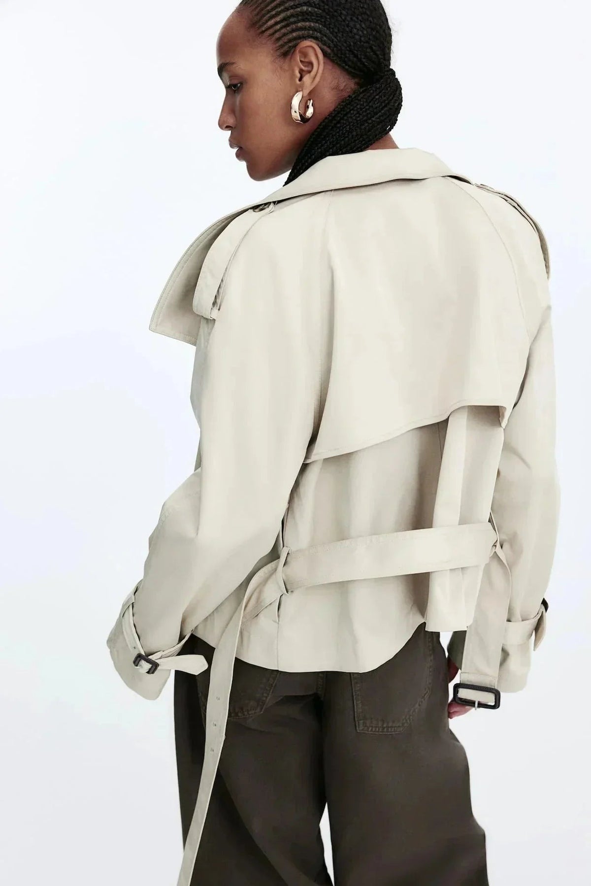 Gemma - Women's trench coat with high collar and tied belt - photo 5