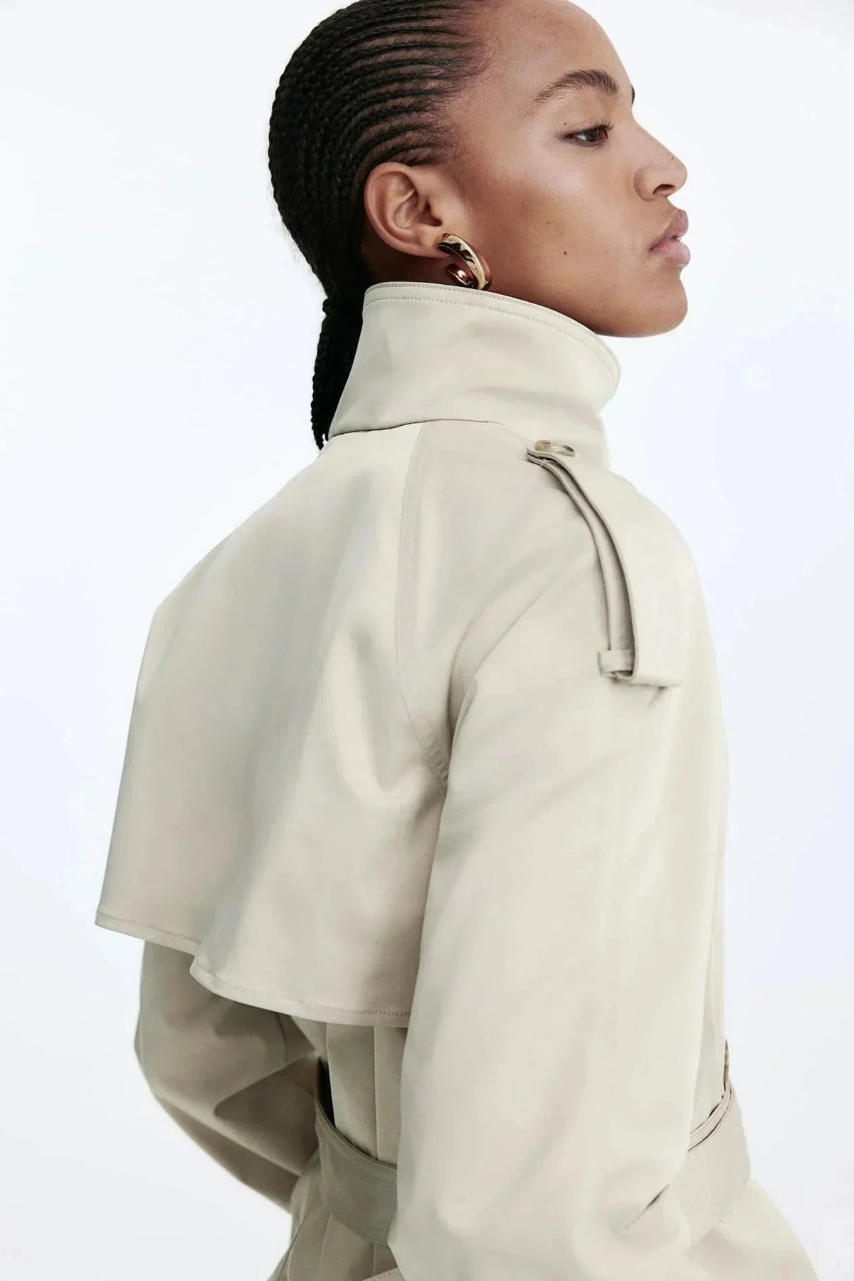 Gemma - Women's trench coat with high collar and tied belt - photo 6