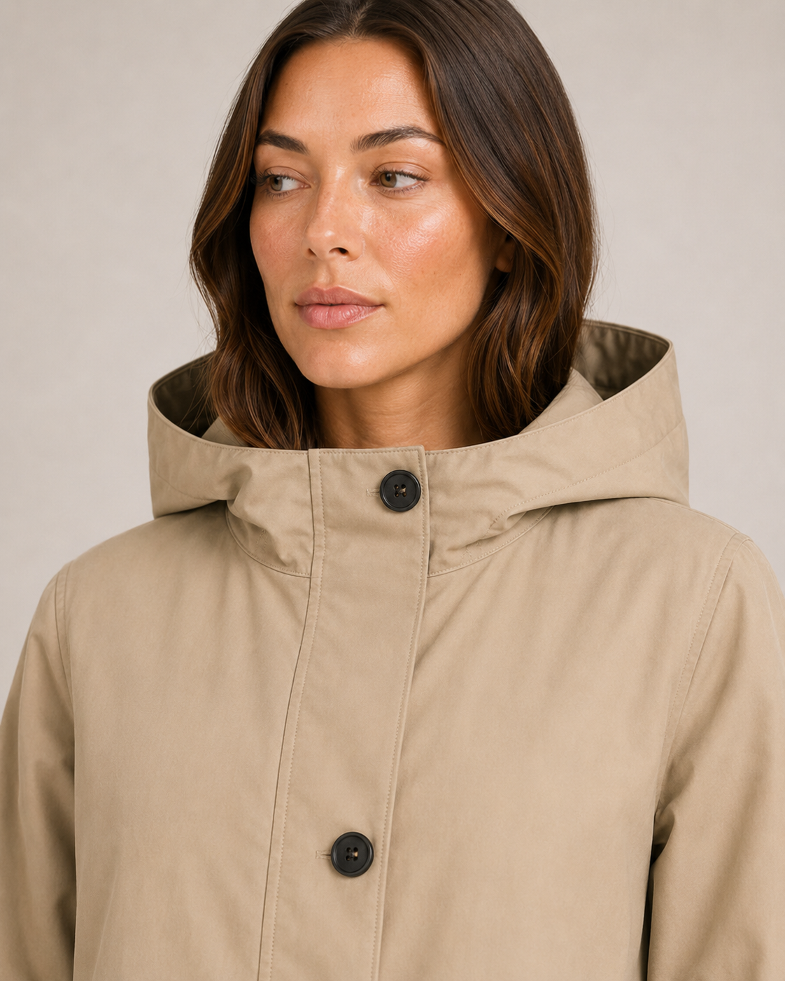Una - Women's Longline Hooded Jacket with Button Front - photo 10