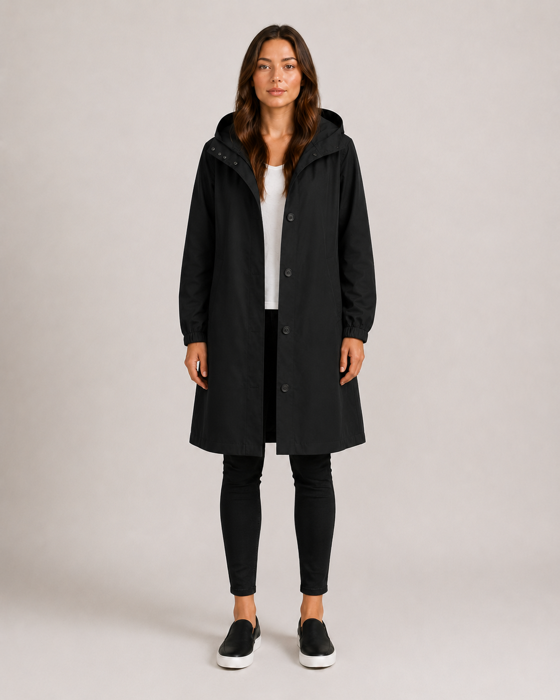 Una - Women's Longline Hooded Jacket with Button Front - photo 12
