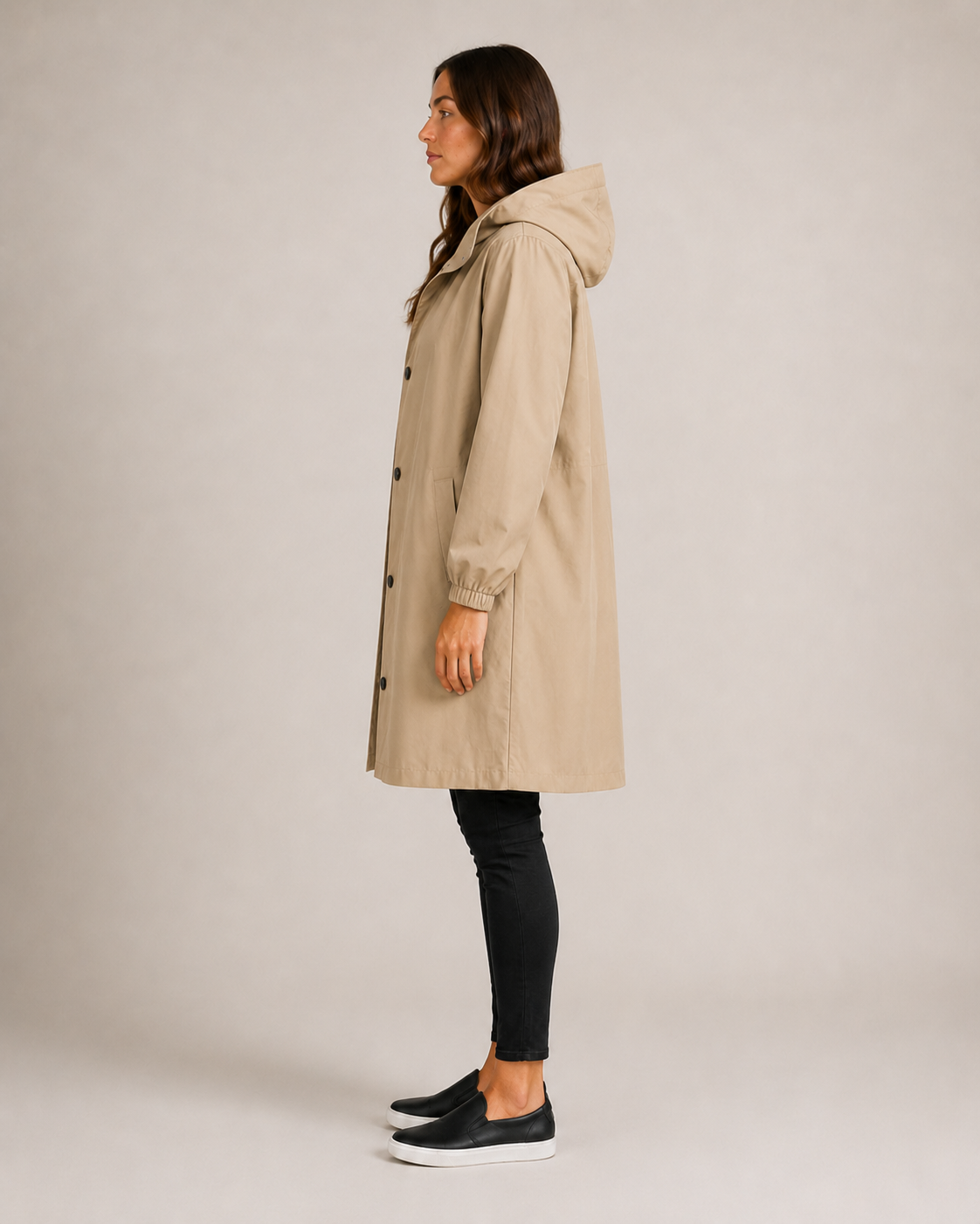 Una - Women's Longline Hooded Jacket with Button Front - photo 8