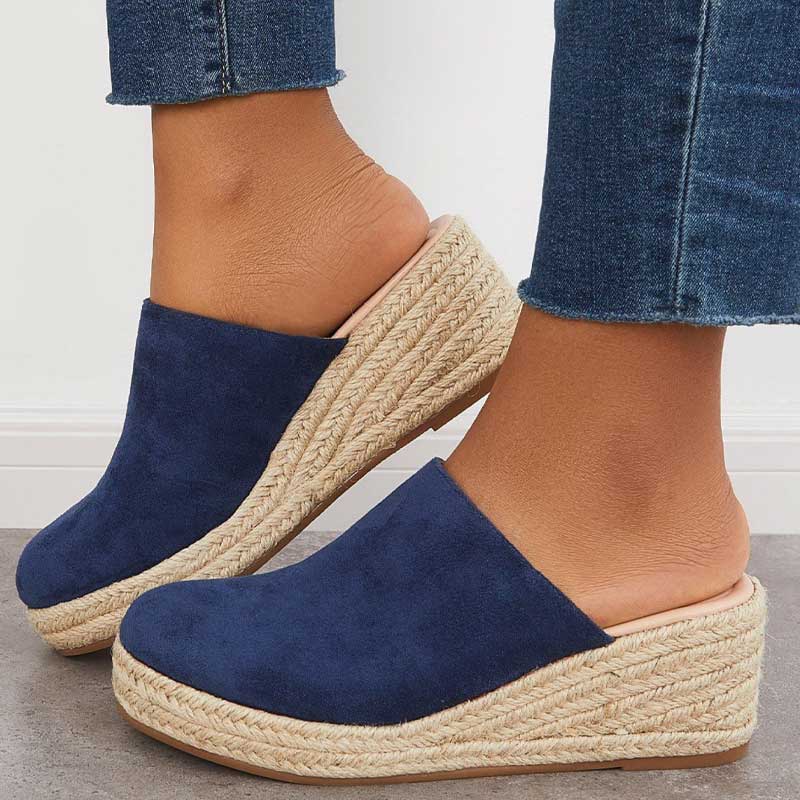 Diana - Women's Wedge Faux Suede Mules for Summer