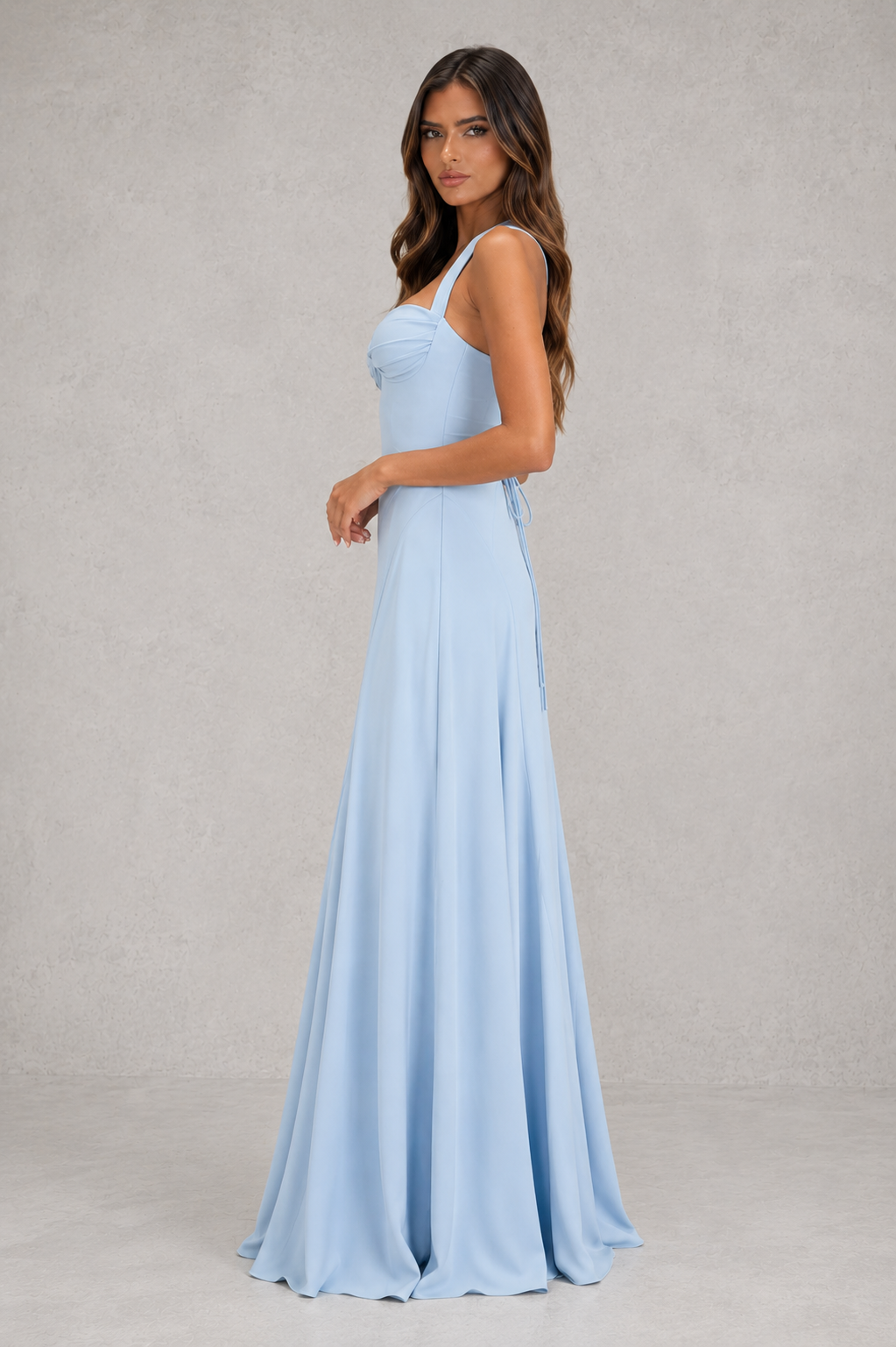 Vada - Women's Chiffon Maxi Dress with Lace-Up Back - photo 2