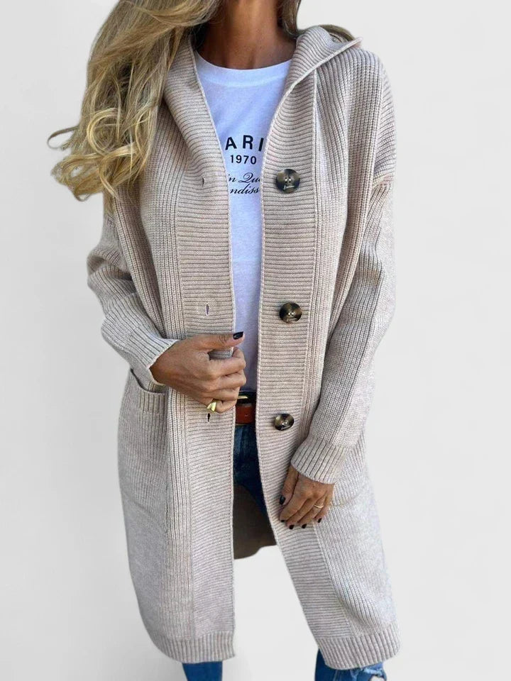 Val - Women's Ribbed Cardigan with Button Front and Collar - photo 6