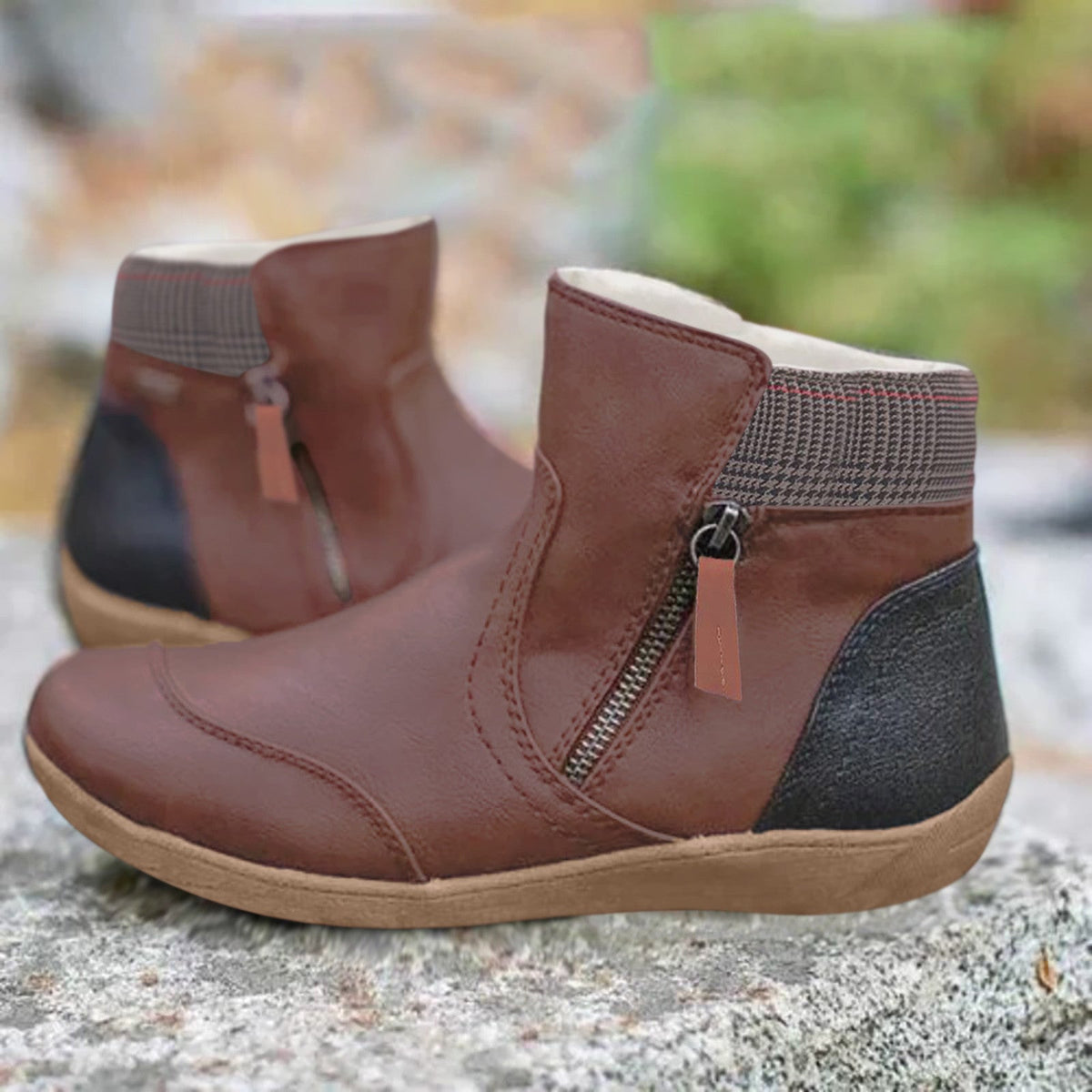 Valentine - Women's Ankle Boots with Ribbed Cuff and Side Zip - photo 3