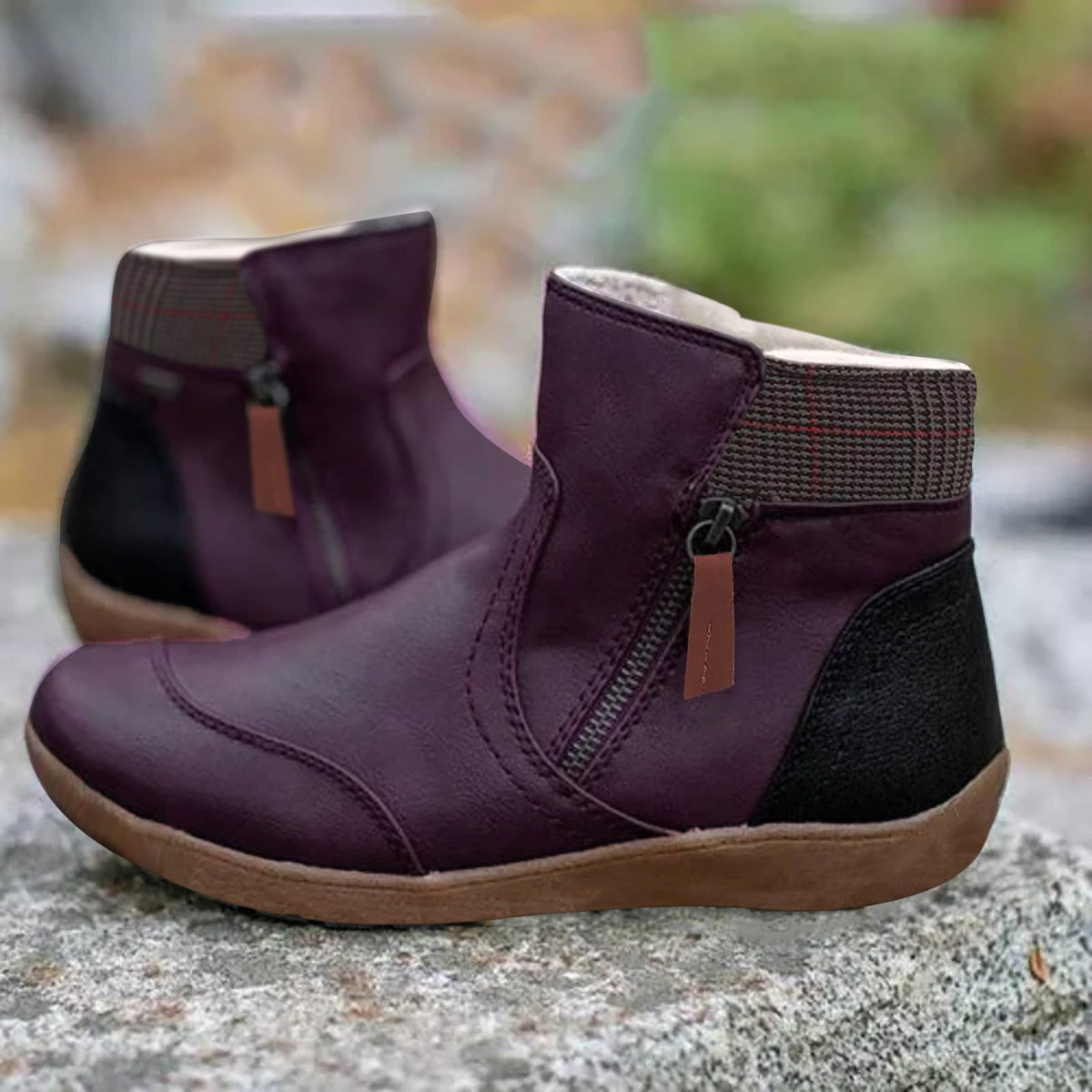 Valentine - Women's Ankle Boots with Ribbed Cuff and Side Zip - photo 4