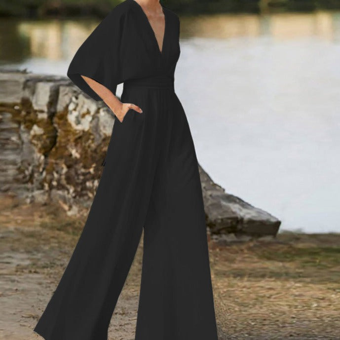 Stylish V-neck Jumpsuit with Flattering Fit - photo 2