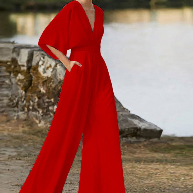 Stylish V-neck Jumpsuit with Flattering Fit - photo 3