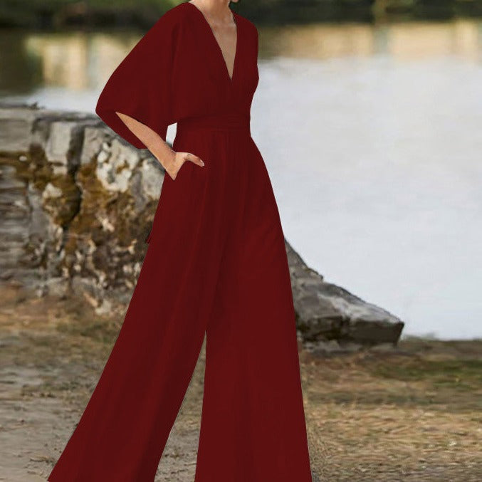 Stylish V-neck Jumpsuit with Flattering Fit - photo 7
