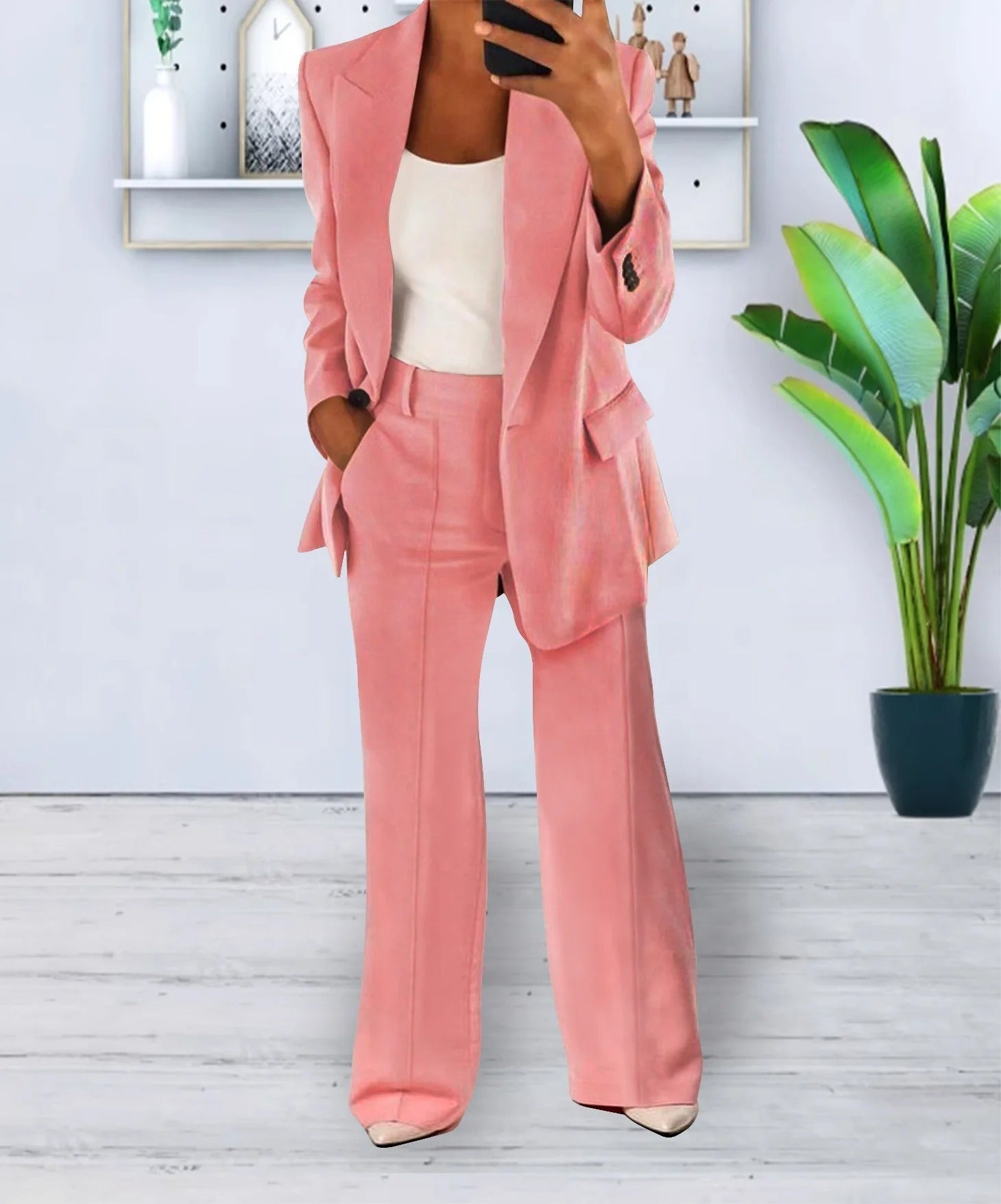 Women's Tailored Blazer and Wide Leg Trouser Set