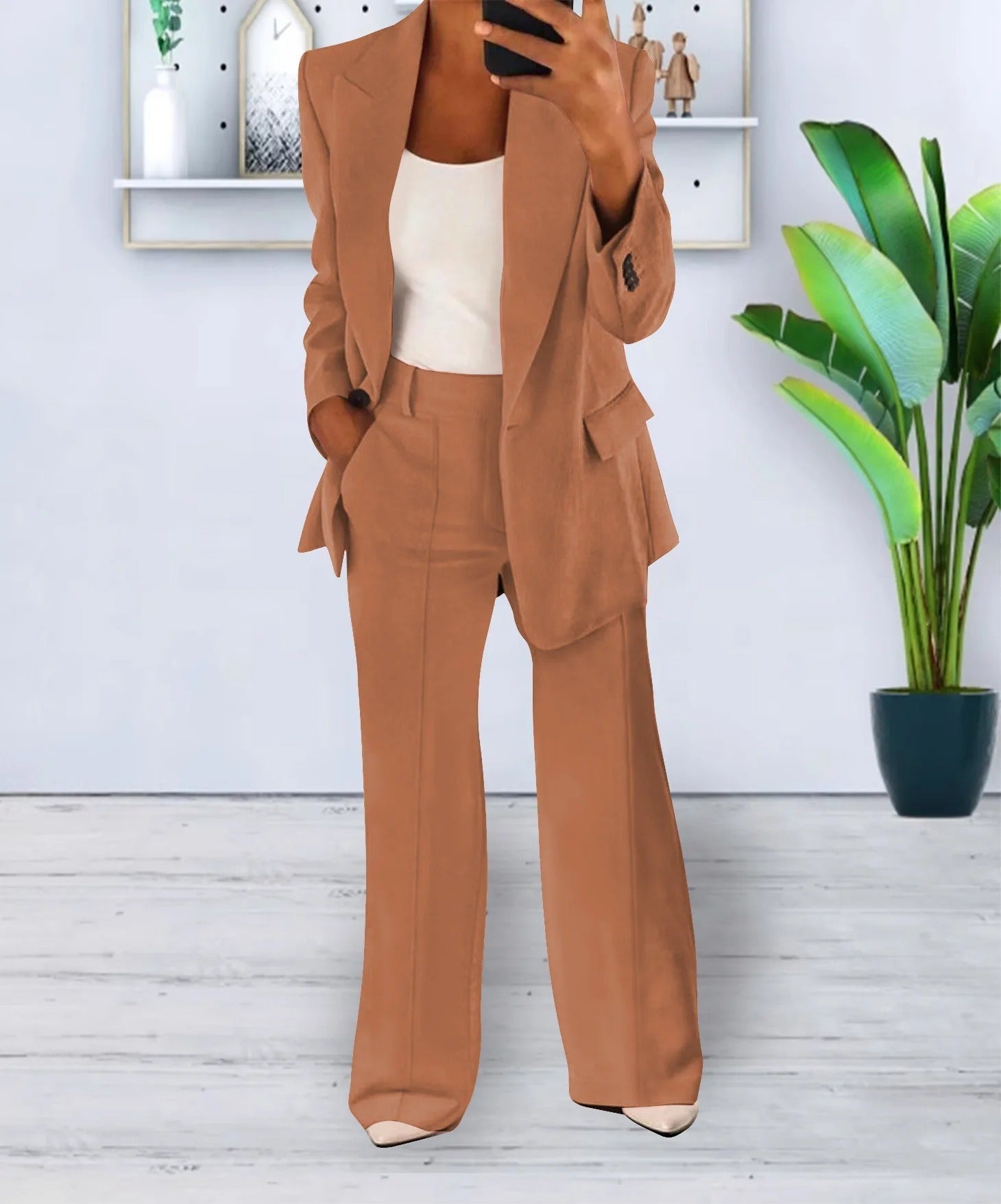 Women's Tailored Blazer and Wide Leg Trouser Set