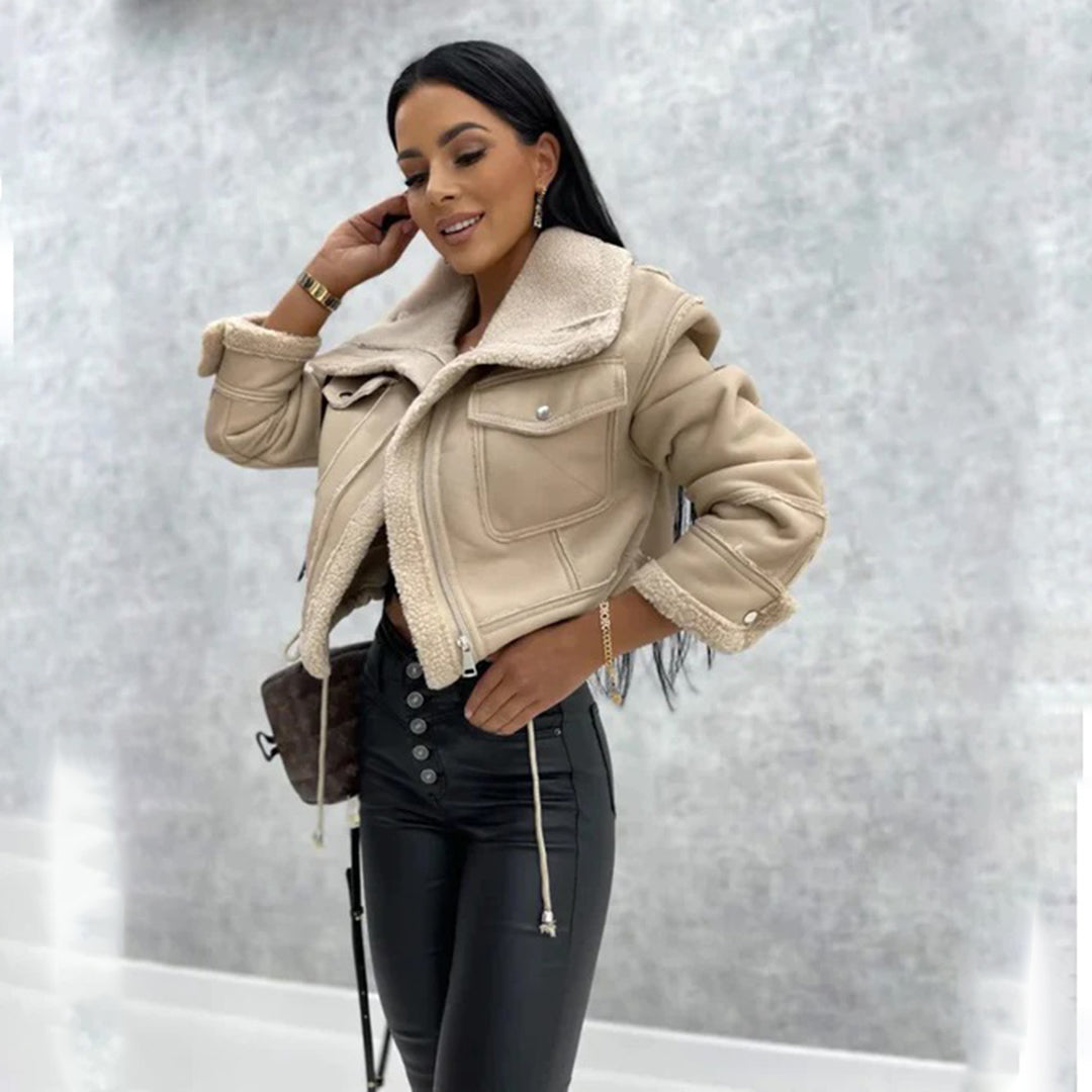 Veronica - Women's Aviator Jacket with Faux Shearling Lining - photo 1