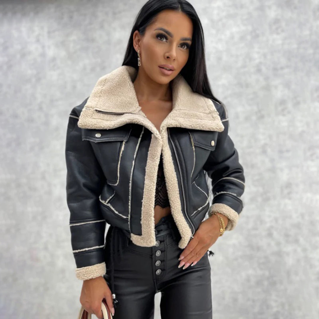Veronica - Women's Aviator Jacket with Faux Shearling Lining - photo 7