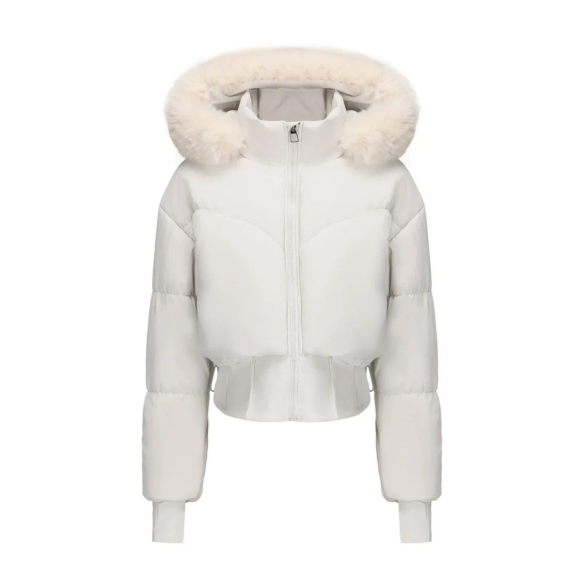 Iris - Women's short winter puffer jacket with removable hood - photo 5