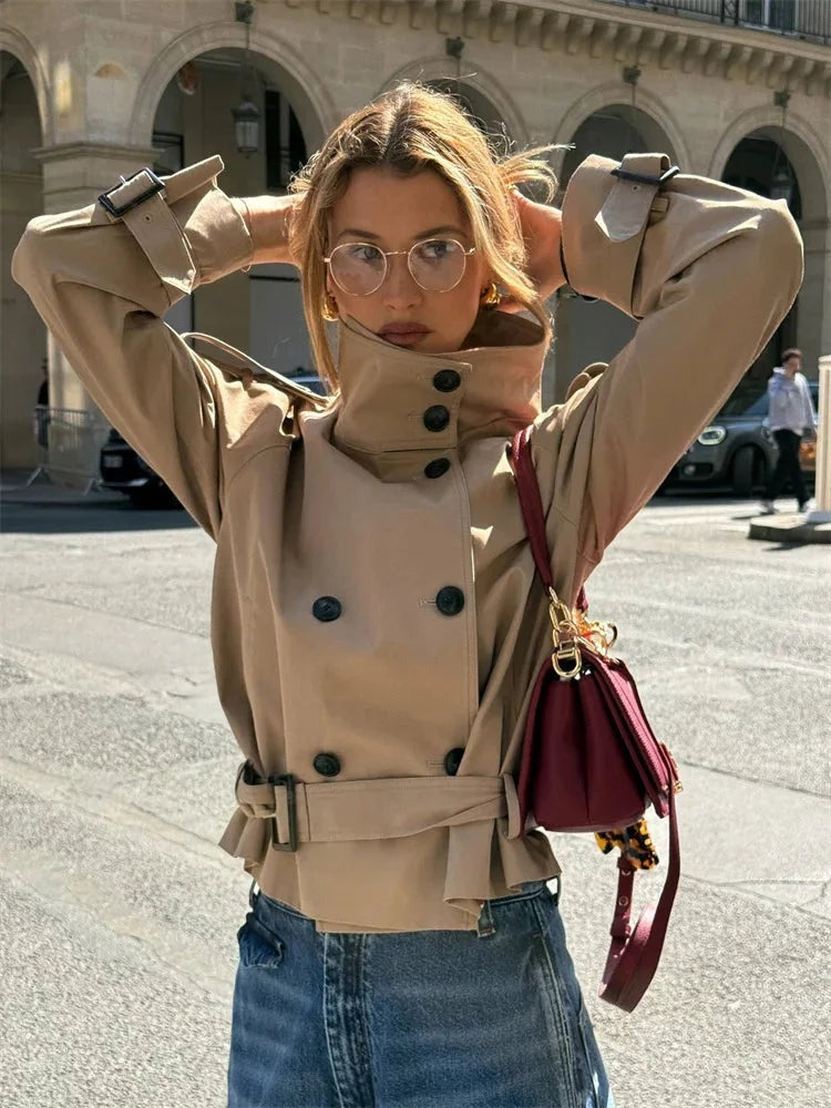 Amara - Women's double-breasted beige trench jacket - photo 3