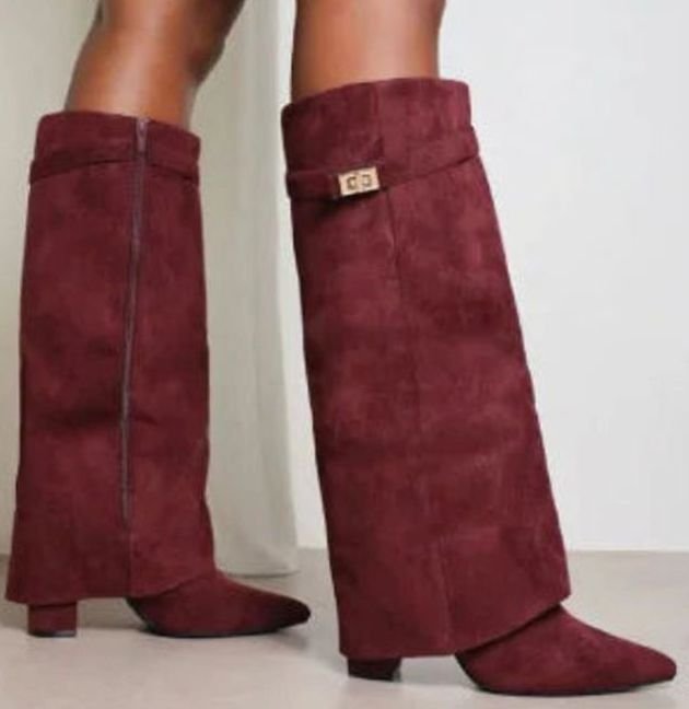 Viola - Women's Suede Thigh-High Boots with Buckle Strap - photo 9