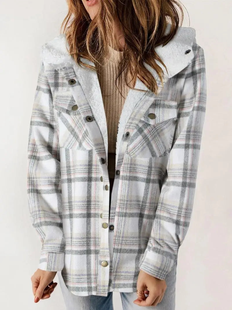 Viola - Women's Jacket with Button Front and Side Pockets in White