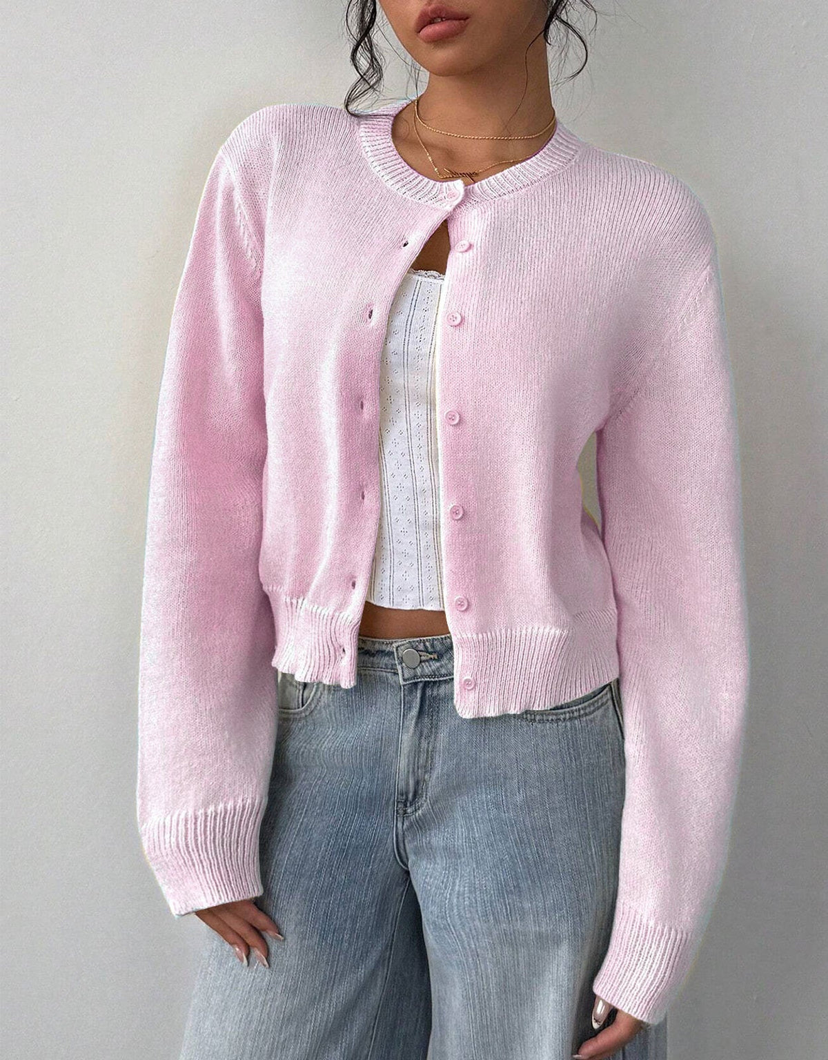 Whitney - Women's Ribbed Cardigan with Button Front - photo 6