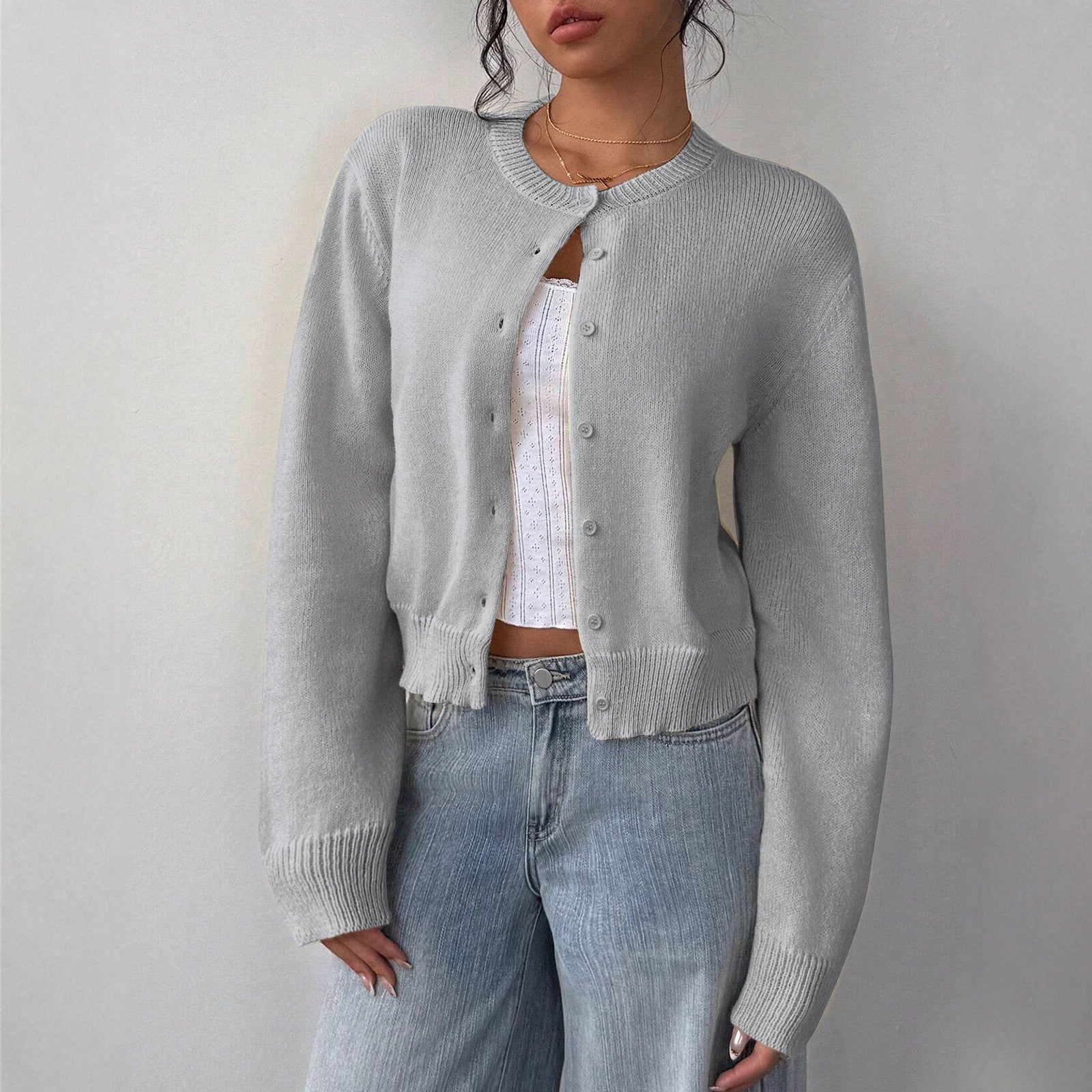 Whitney - Women's Ribbed Cardigan with Button Front - photo 7